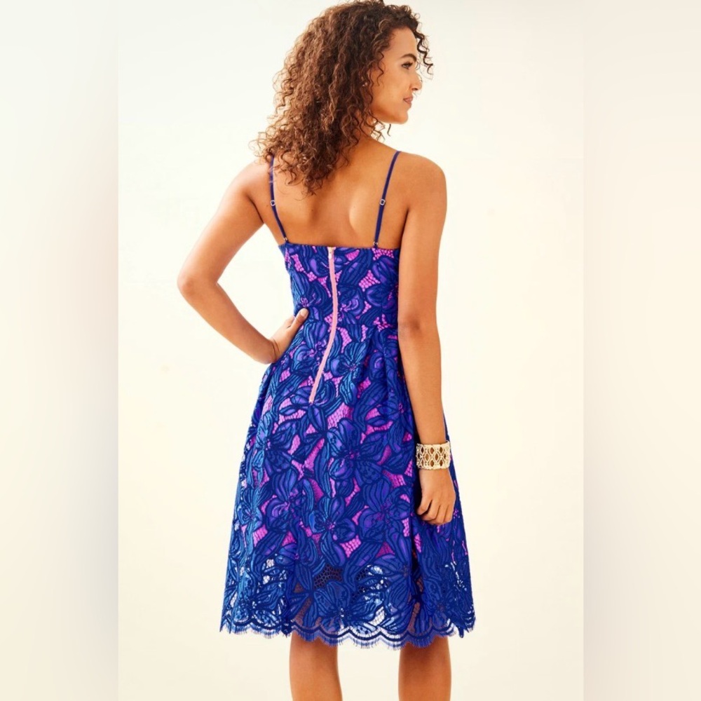 Lilly Pulitzer Pink and Blue Lace Camella Dress - SZ 00 - Picture 2 of 6